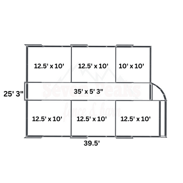 layout diagram with dimensions for fence and barn