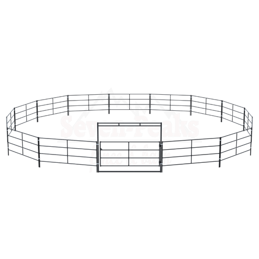 Seven Peaks fence logo with metal enclosure.
