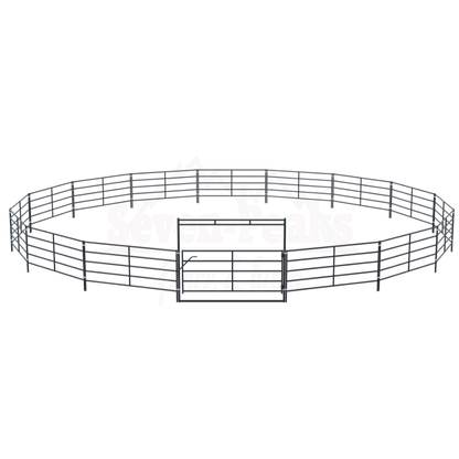 Seven Peaks fence logo with round pen design.