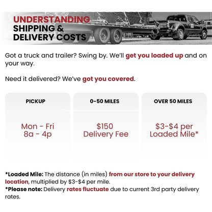 Seven Peaks Fence and Barn Delivery Rates Table