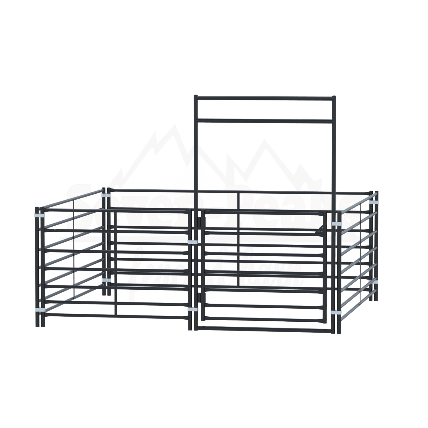 ```fence and railing logo with mountain design```
