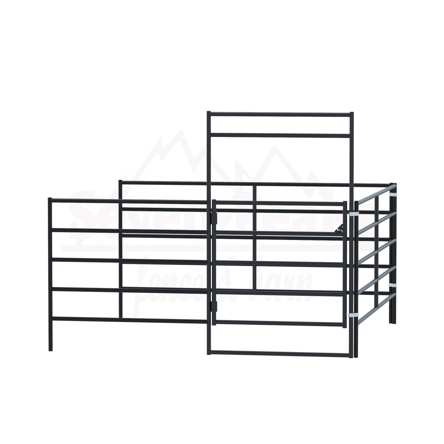 "metal fence panels seven peaks fence barn logo"