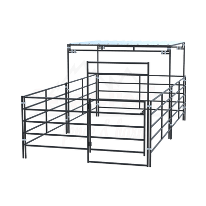 metal corral panels with roof seven peaks fence barn logo