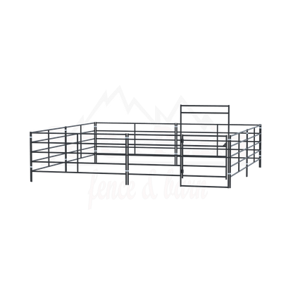 "seven peaks fence barn logo with metal fencing"