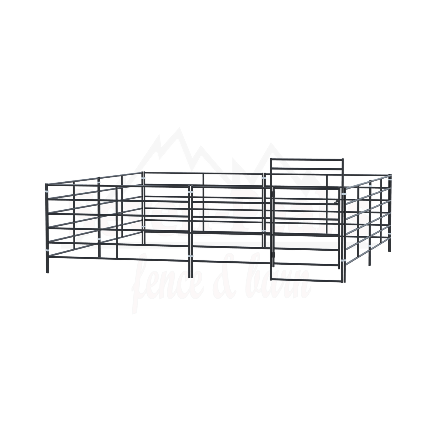 "seven peaks fence and barn logo with metal fencing"