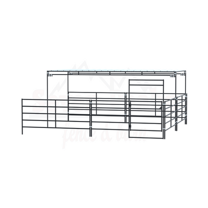 metal livestock corral with roof