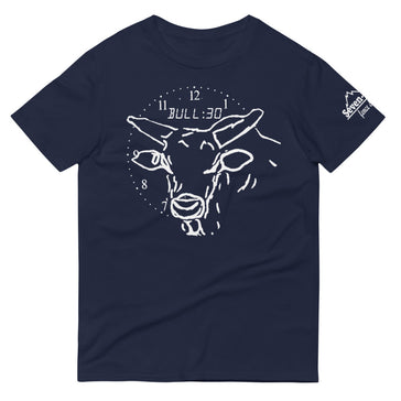 Navy t-shirt with bull clock design